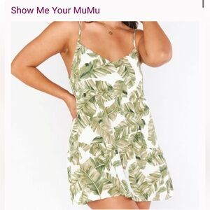 Show Me Your Mumu Caroline Mini Dress Green Majestic Palm Medium